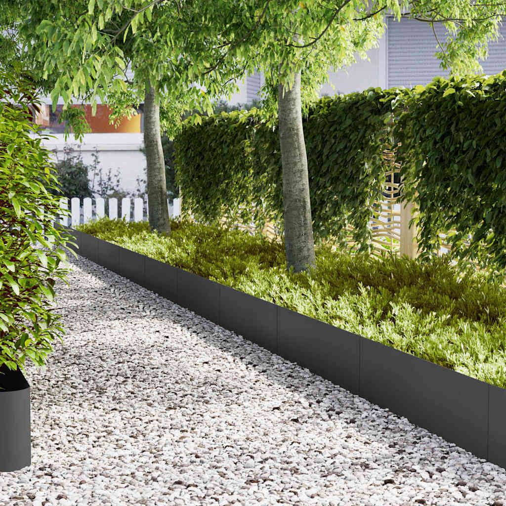 Lawn Edging 20 pcs Black 100 x 0.05 x 30 cm Cold Rolled Steel