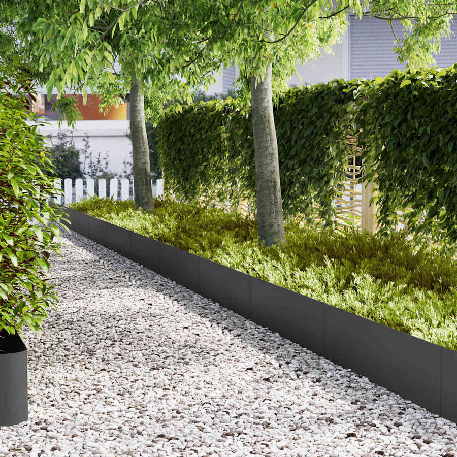 Lawn Edging 20 pcs 100 x 0.05 x 30 cm Cold Rolled Steel Black