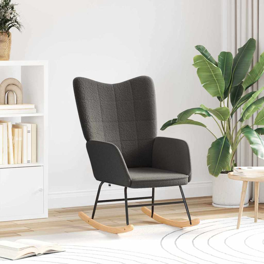 Rocking Chair Dark Grey Sherpa Fabric