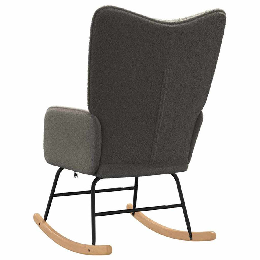 Rocking Chair Dark Grey Sherpa Fabric