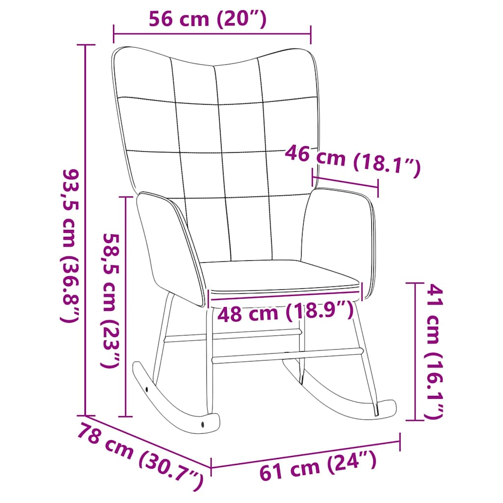 Rocking Chair Dark Grey Sherpa Fabric