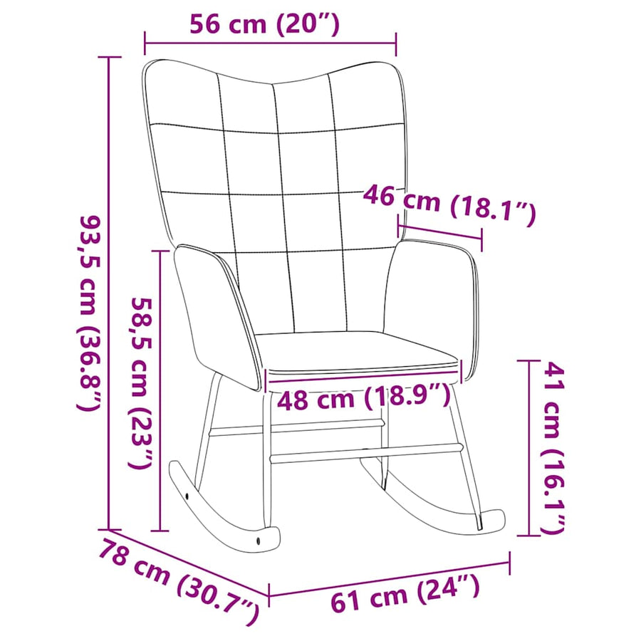 Rocking Chair Dark Grey Sherpa Fabric