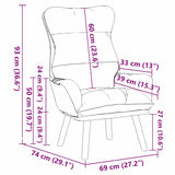 Relaxing Chair Black 69 x 74 x 93 cm Velvet - Extra Image