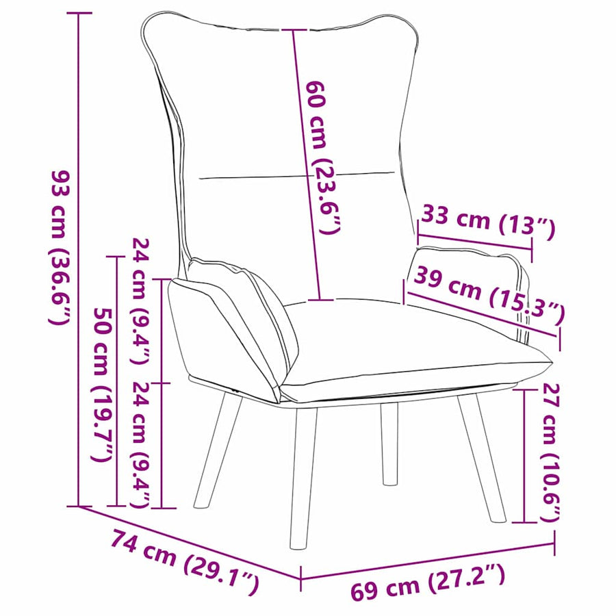 Armchair Black 69 x 74 x 93 cm Artificial Leather