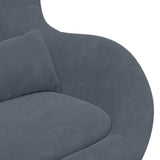 Egg Chair with Footstool Dark Grey Velvet - Close-Up Angle