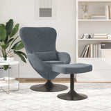 Egg Chair with Footstool Dark Grey Velvet - Side View