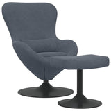 Egg Chair with Footstool Dark Grey Velvet - Front View