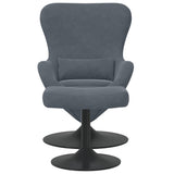 Egg Chair with Footstool Dark Grey Velvet