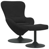 Egg Chair with Footstool Black Velvet - Front View