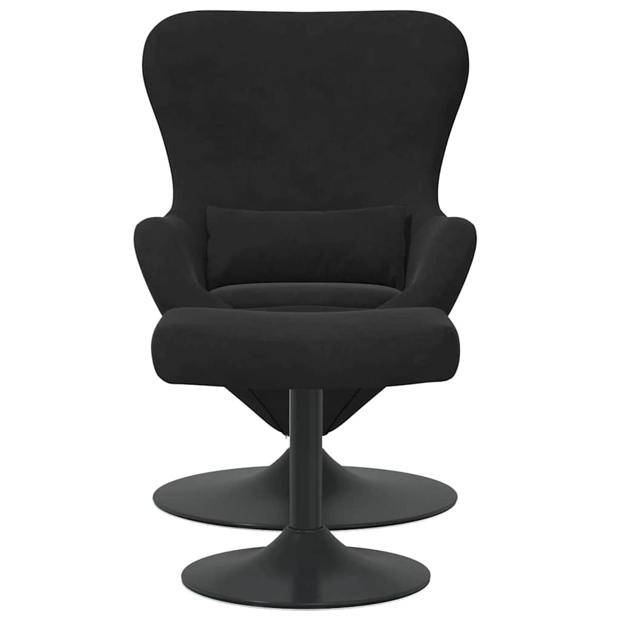 Egg Chair with Footstool Black Velvet