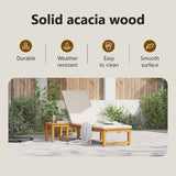 Sun Lounger Reclining Brown 202 x 53 x 89 cm Solid Acacia Wood - Close-Up Angle