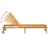 Sun Lounger Reclining Brown 202 x 53 x 89 cm Solid Acacia Wood - Low Angle
