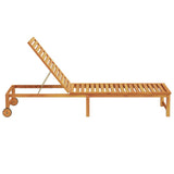 Sun Lounger Reclining Brown 202 x 53 x 89 cm Solid Acacia Wood