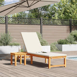 Sun Lounger Reclining Brown 202 x 53 x 89 cm Solid Acacia Wood - Side View