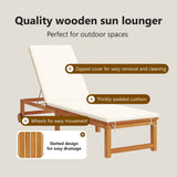 Sun Lounger Reclining Brown 202 x 53 x 89 cm Solid Acacia Wood - Low Angle