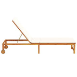 Sun Lounger Reclining Brown 202 x 53 x 89 cm Solid Acacia Wood