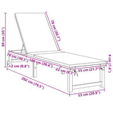 Sun Lounger Reclining Brown 202 x 53 x 89 cm Solid Acacia Wood - Extra Image