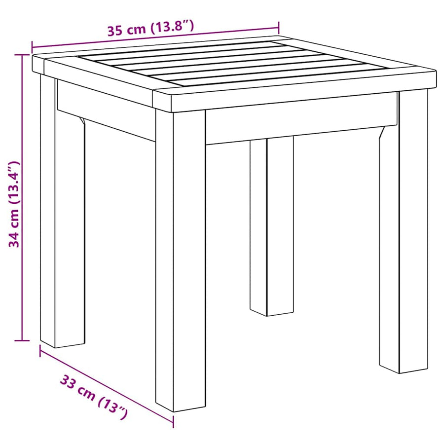 Side Table Oil Natural 35 x 35 x 34 cm Solid Acacia Wood