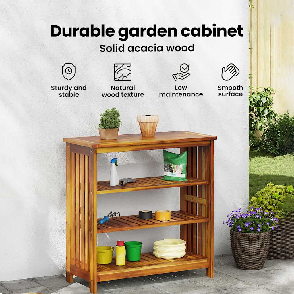 Garden Cabinet Natural 90 x 40 x 90cm Solid Acacia Wood