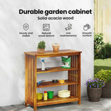 Garden Cabinet Natural 90 x 40 x 90cm Solid Acacia Wood - Low Angle