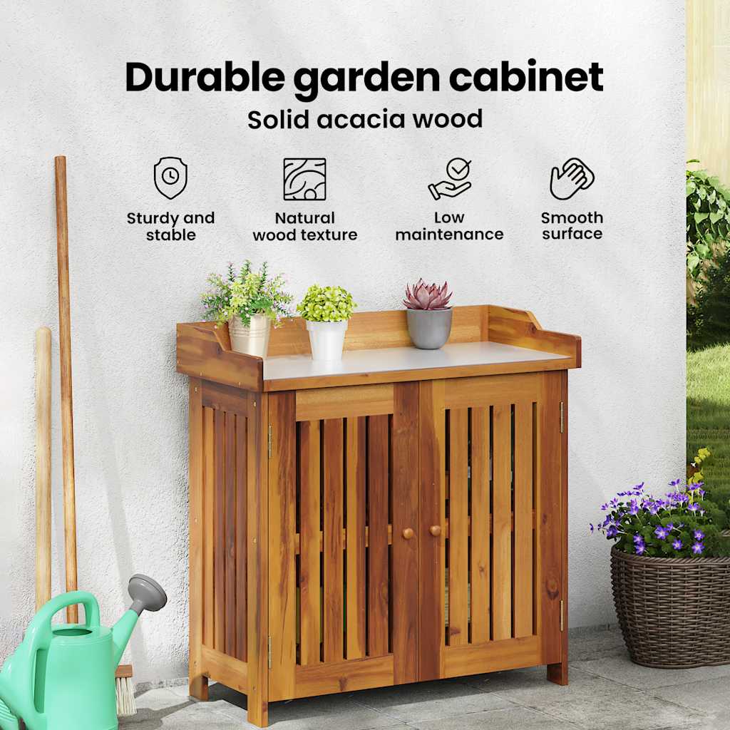 Garden Cabinet Brown 93 x 41.5 x 98cm Solid Acacia Wood