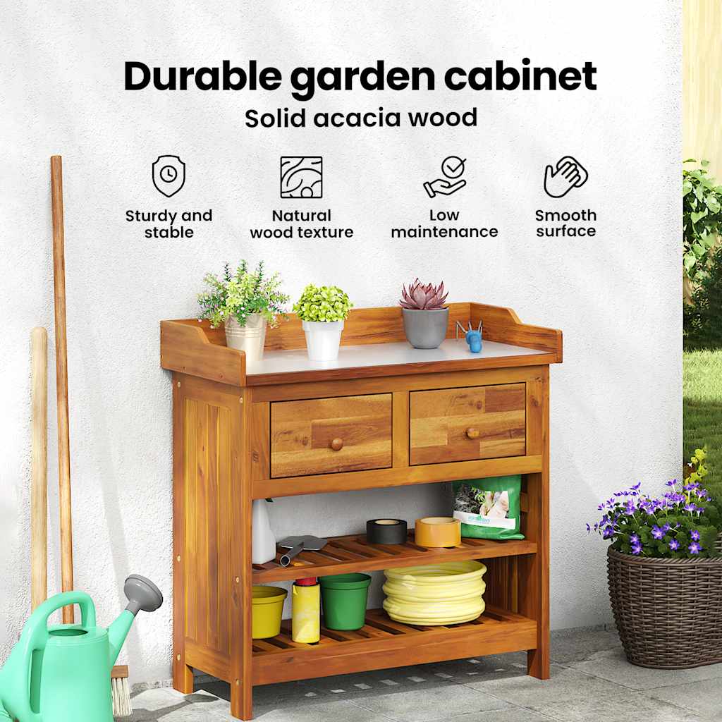 Garden Cabinet Brown 93 x 41.5 x 98cm Solid Acacia Wood