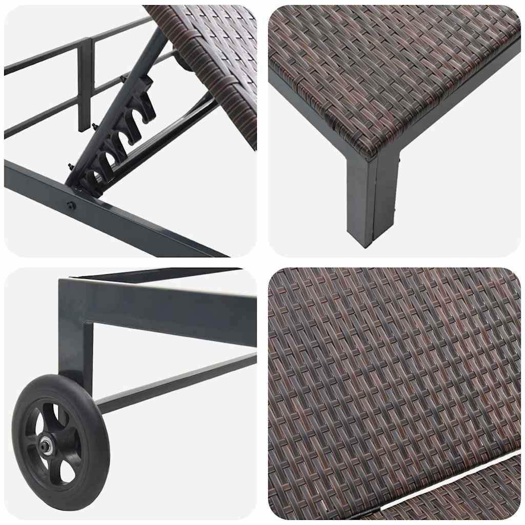 Sunbed Poly Rattan Brown
