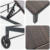 Sunbed Poly Rattan Brown - Low Angle
