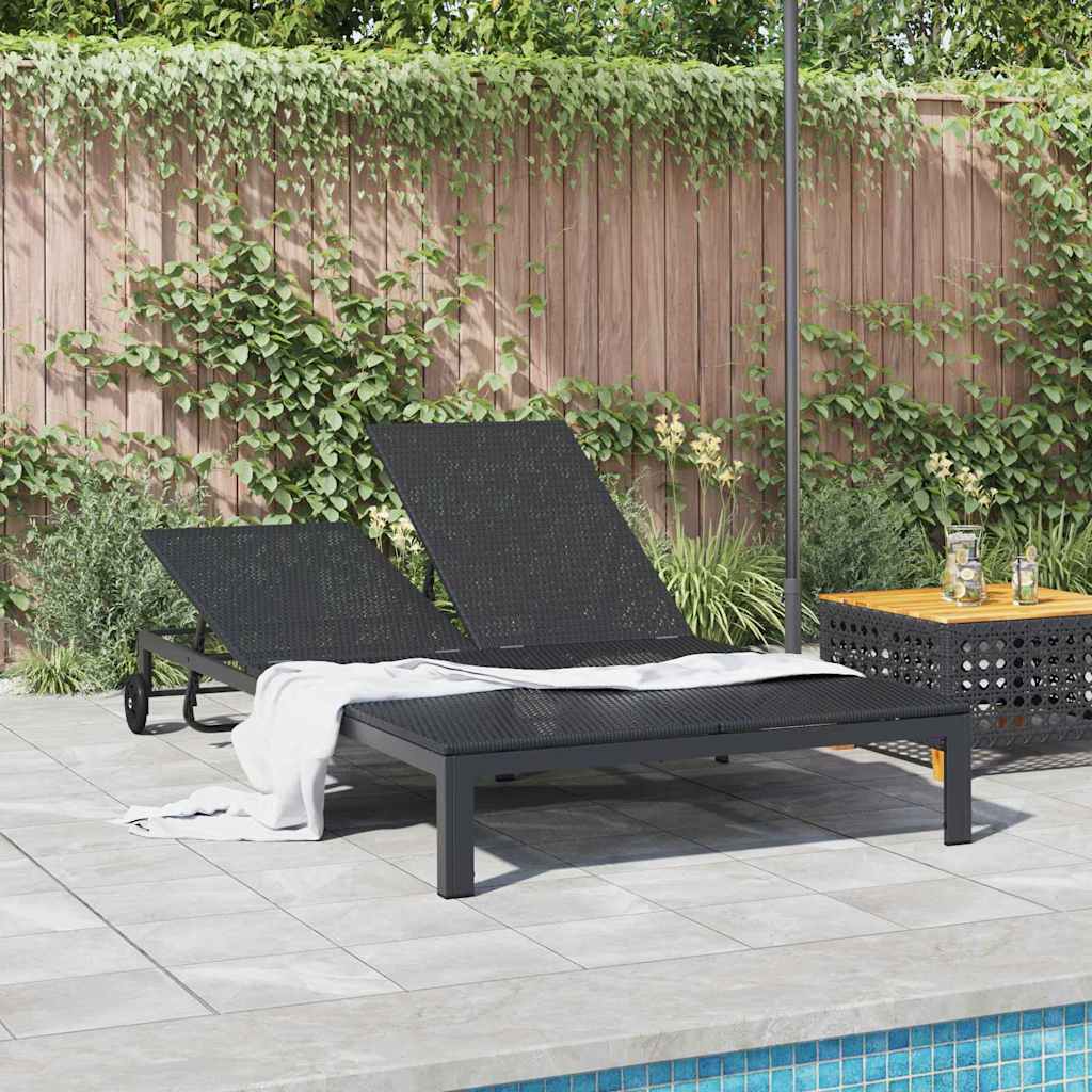 Sunbed Poly Rattan Black