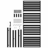 Garden Gate Lockable Black 100x200 cm Aluminium - 45-Degree Angle