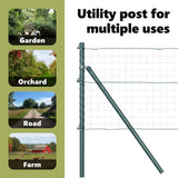 Embedded Fence Post 7 pcs Green Powder-Coated Steel
