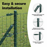 Embedded Fence Post 13 pcs Green Powder-Coated Steel