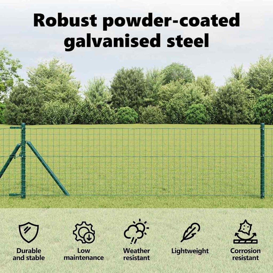 Embedded Fence Post 7 pcs Green Powder-Coated Steel