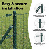Embedded Fence Post 7 pcs Green Powder-Coated Steel - Rear View