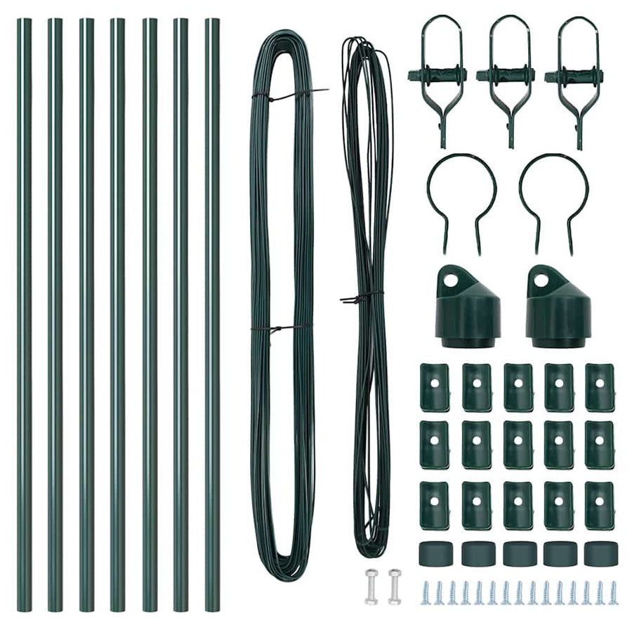 Embedded Fence Post 7 pcs Green Powder-Coated Steel