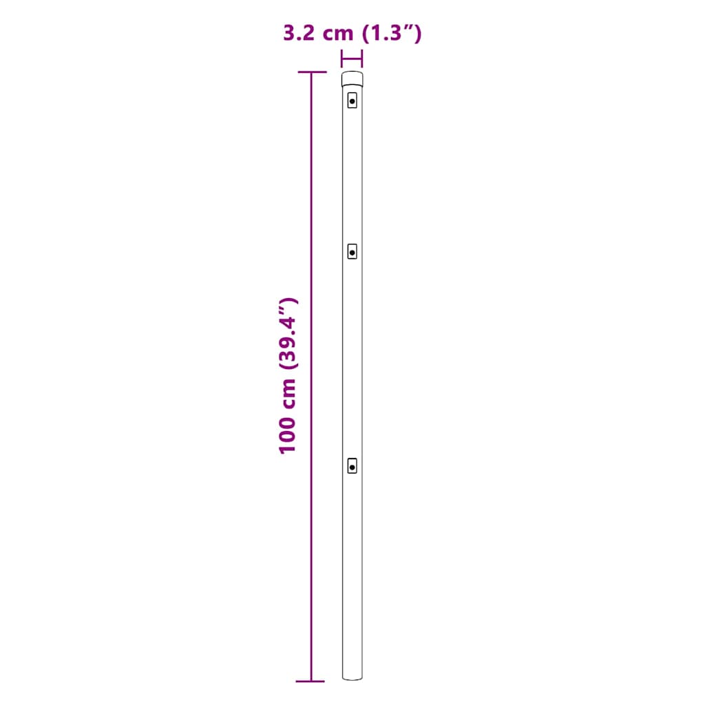 Embedded Fence Post 7 pcs Green Powder-Coated Steel
