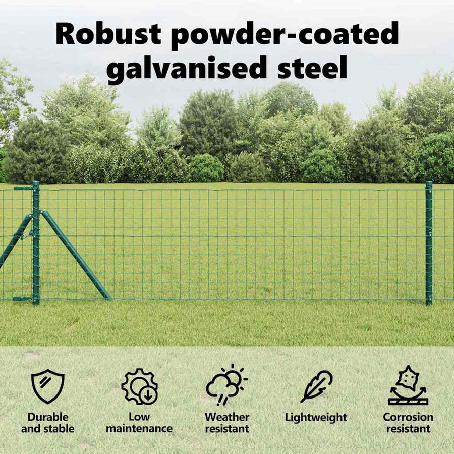 Embedded Fence Post 13 pcs Green Powder-Coated Steel