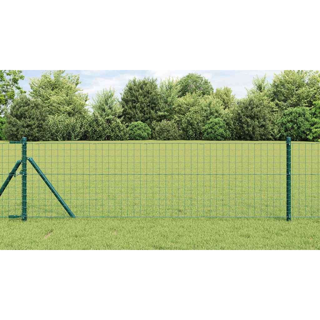 Embedded Fence Post 7 pcs Green Powder-Coated Steel