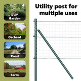 Embedded Fence Post 7 pcs Green Powder-Coated Steel