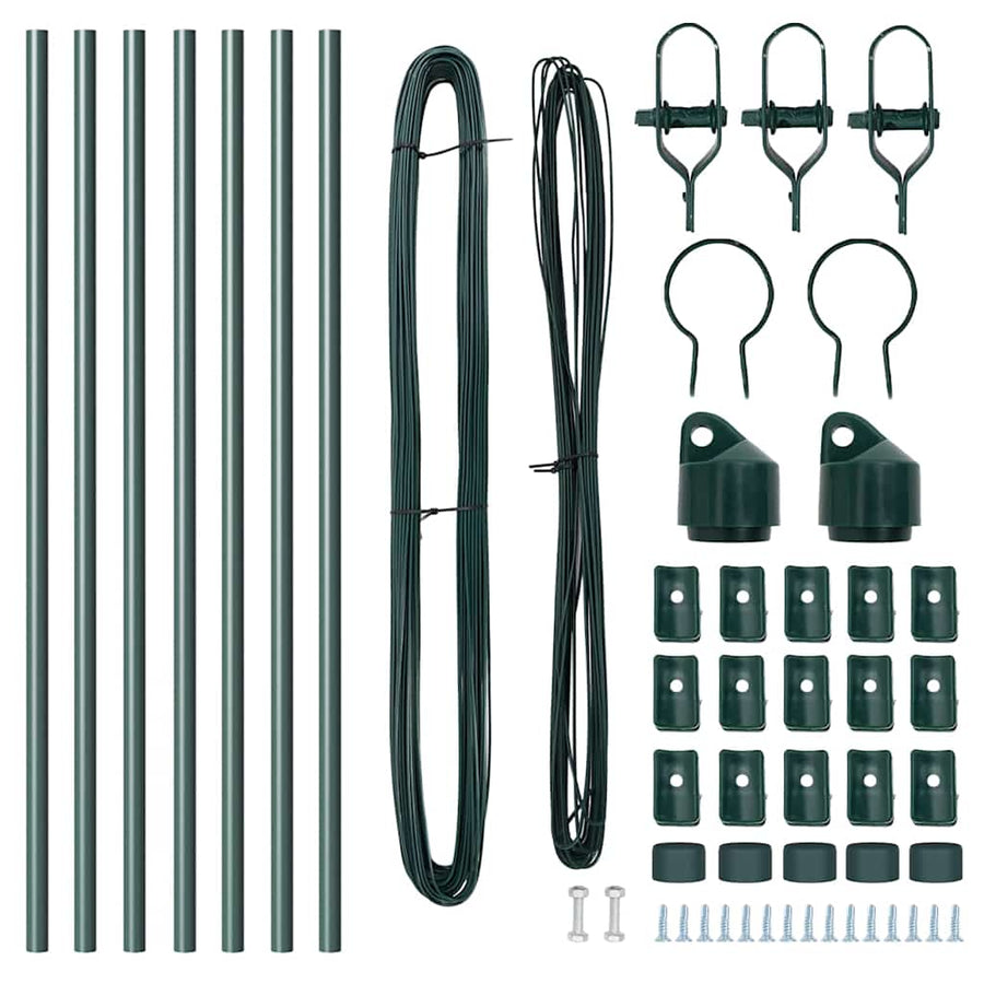 Embedded Fence Post 7 pcs Green Powder-Coated Steel