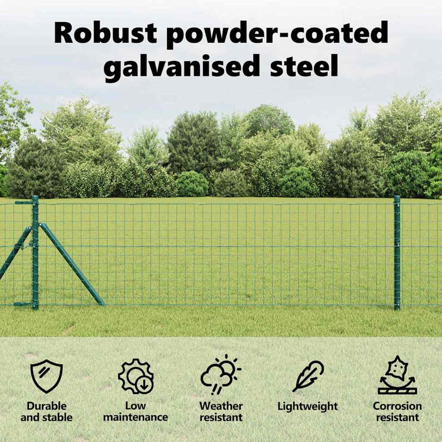 Embedded Fence Post 13 pcs Green Powder-Coated Steel