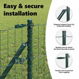 Embedded Fence Post 13 pcs Green Powder-Coated Steel - Rear View