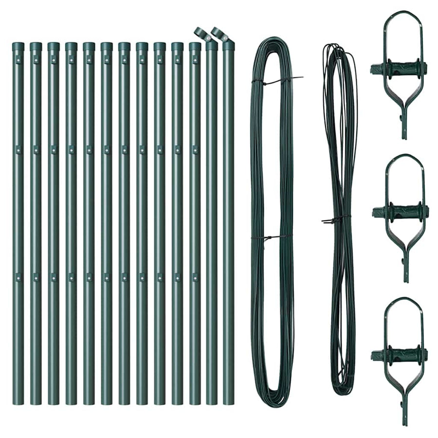 Embedded Fence Post 13 pcs Green Powder-Coated Steel
