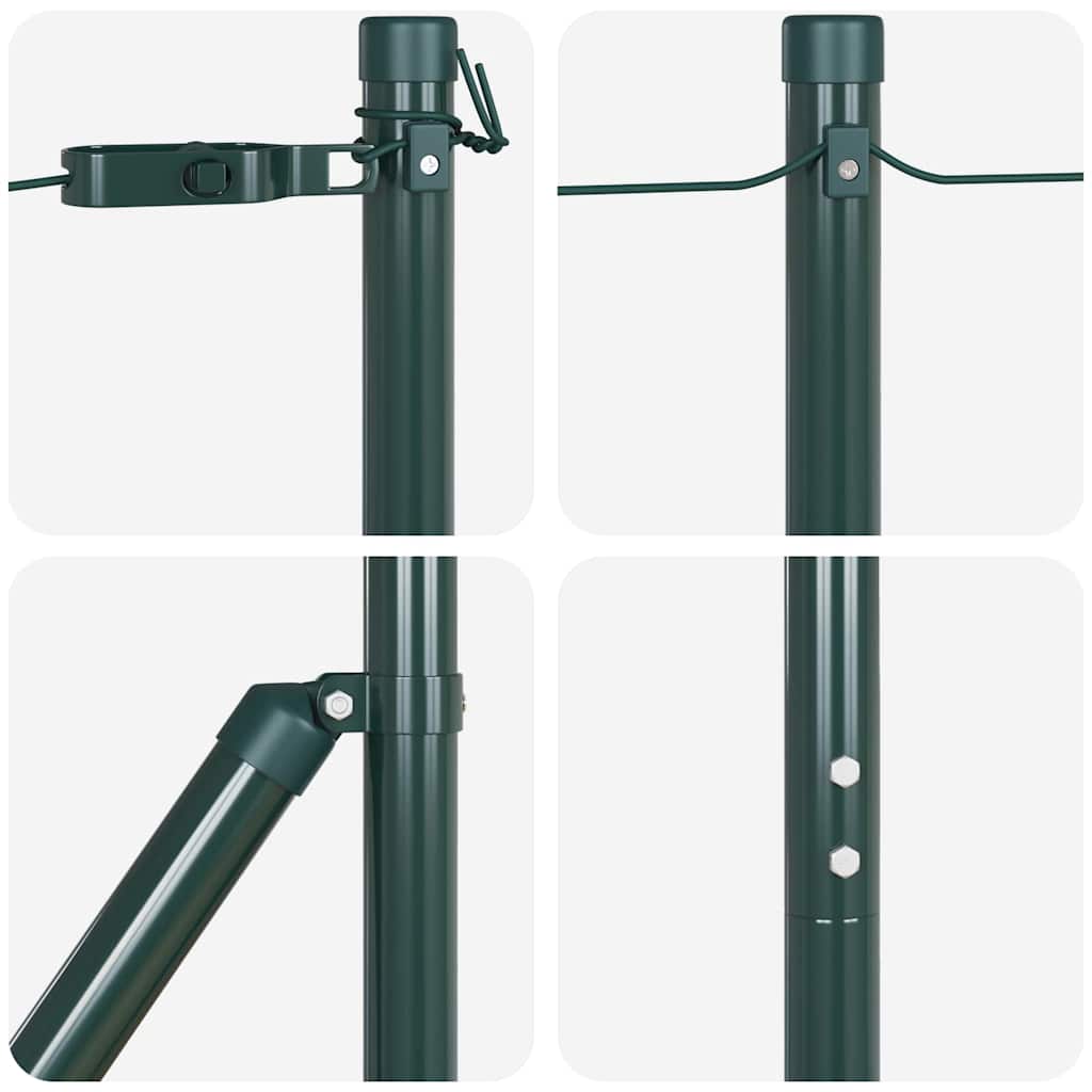 Fence Posts Manual 7 pcs Green Ø32mm 150 cm Galvanised steel