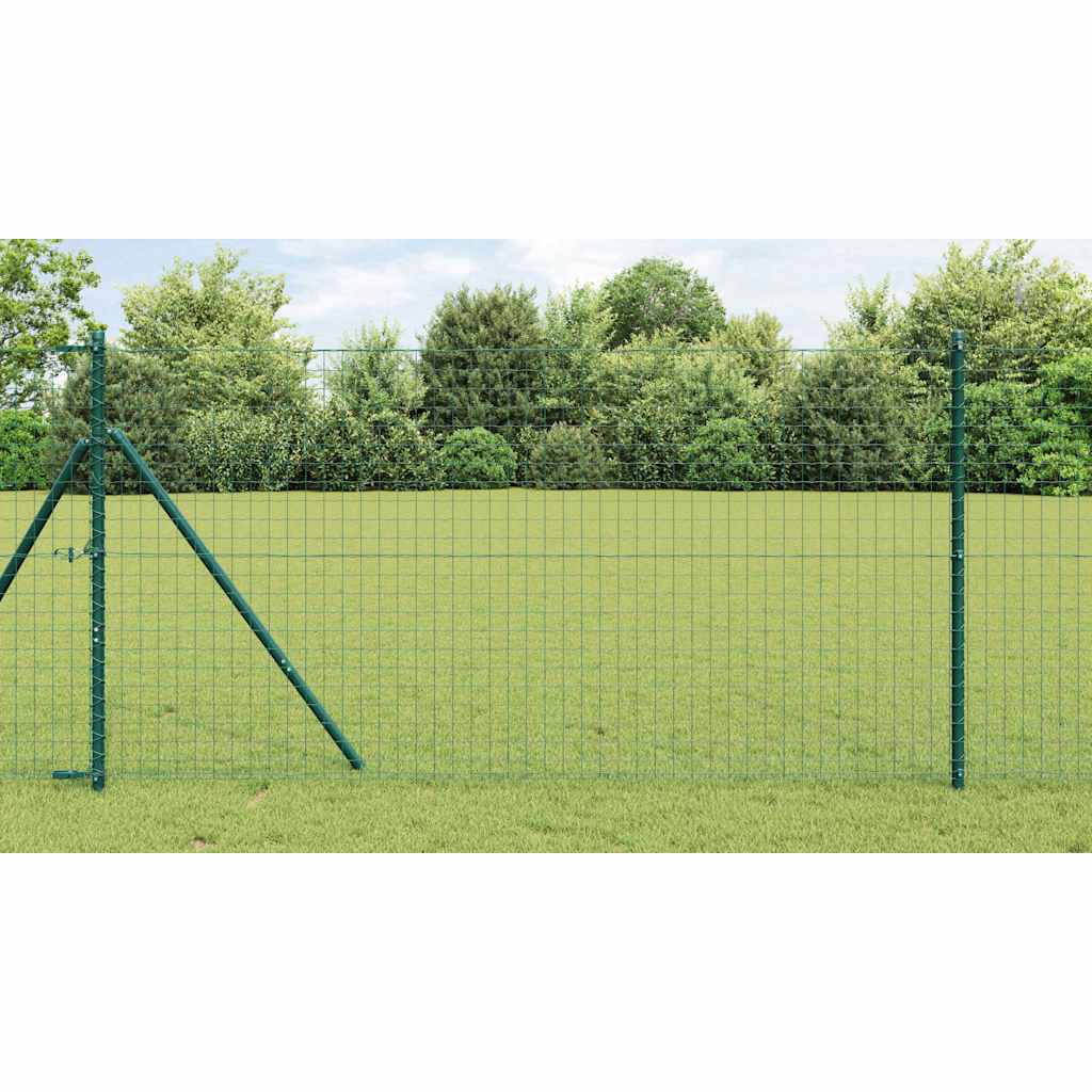 Embedded Fence Post 7 pcs Green Powder-Coated Steel