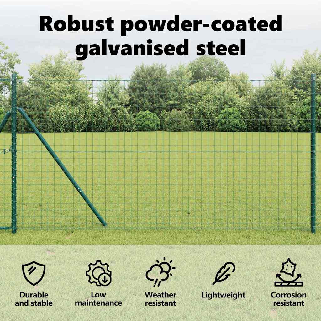 Embedded Fence Post 7 pcs Green Powder-Coated Steel