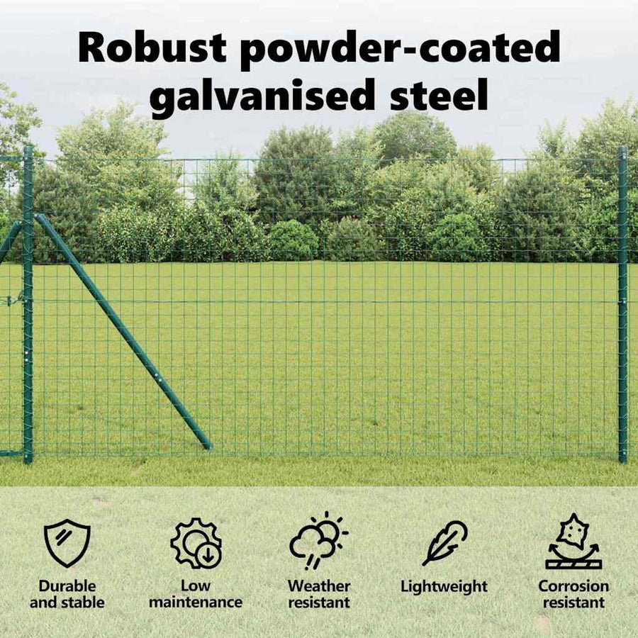 Embedded Fence Post 7 pcs Green Powder-Coated Steel