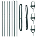Embedded Fence Post 7 pcs Green Powder-Coated Steel
