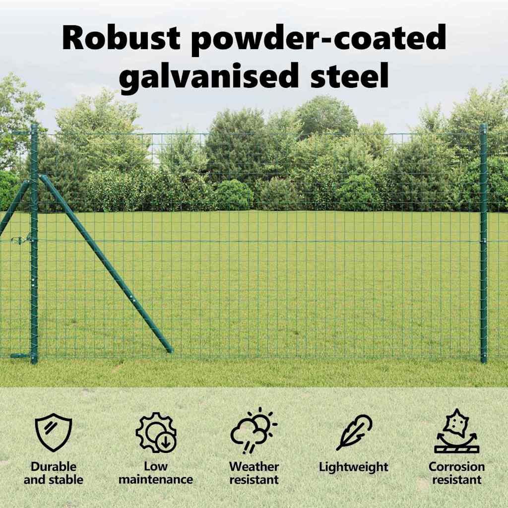 Embedded Fence Post 13 pcs Green Powder-Coated Steel