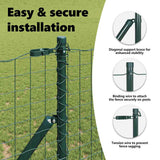 Embedded Fence Post 13 pcs Green Powder-Coated Steel - Rear View